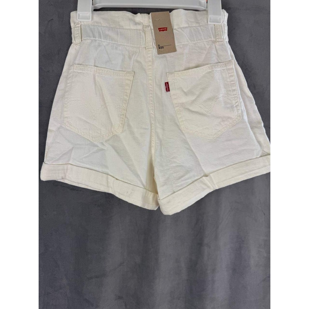 Women's Levi High Waisted Paperbag White Shorts Size 0 W25 New With Tags